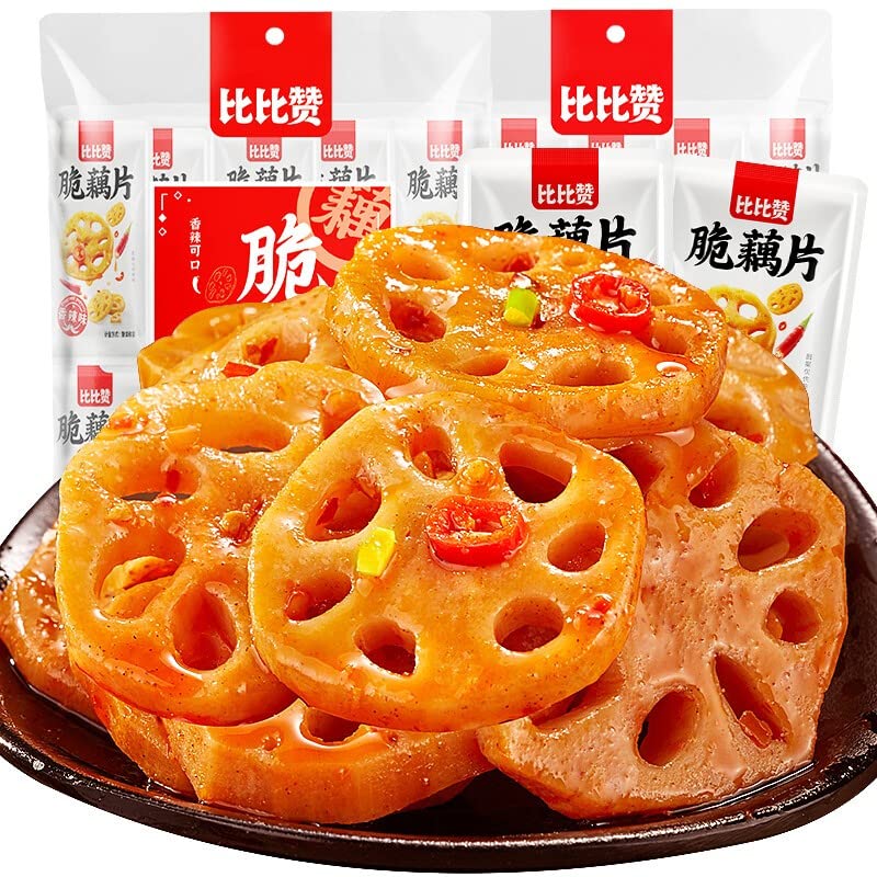 Amazon.com: 比比赞脆藕片香麻辣味莲藕片零食小吃休闲食品下饭菜